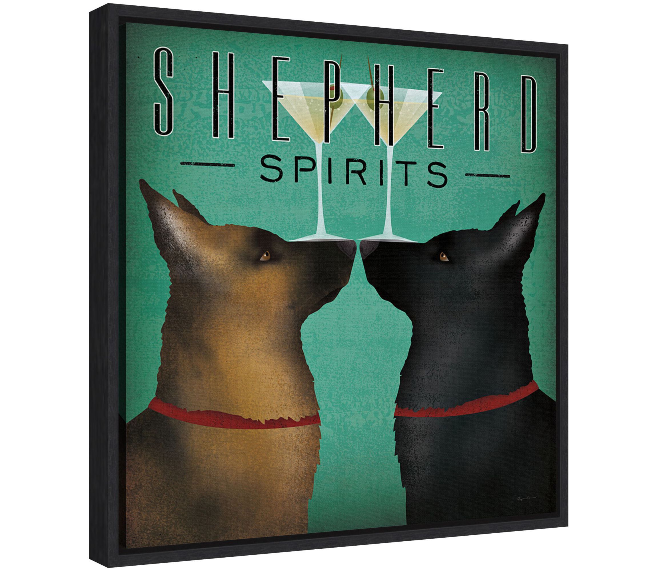 Double Shepherd Martini Framed Canvas Wall Art Print