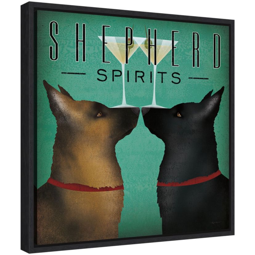 Double Shepherd Martini Framed Canvas Wall Art Print