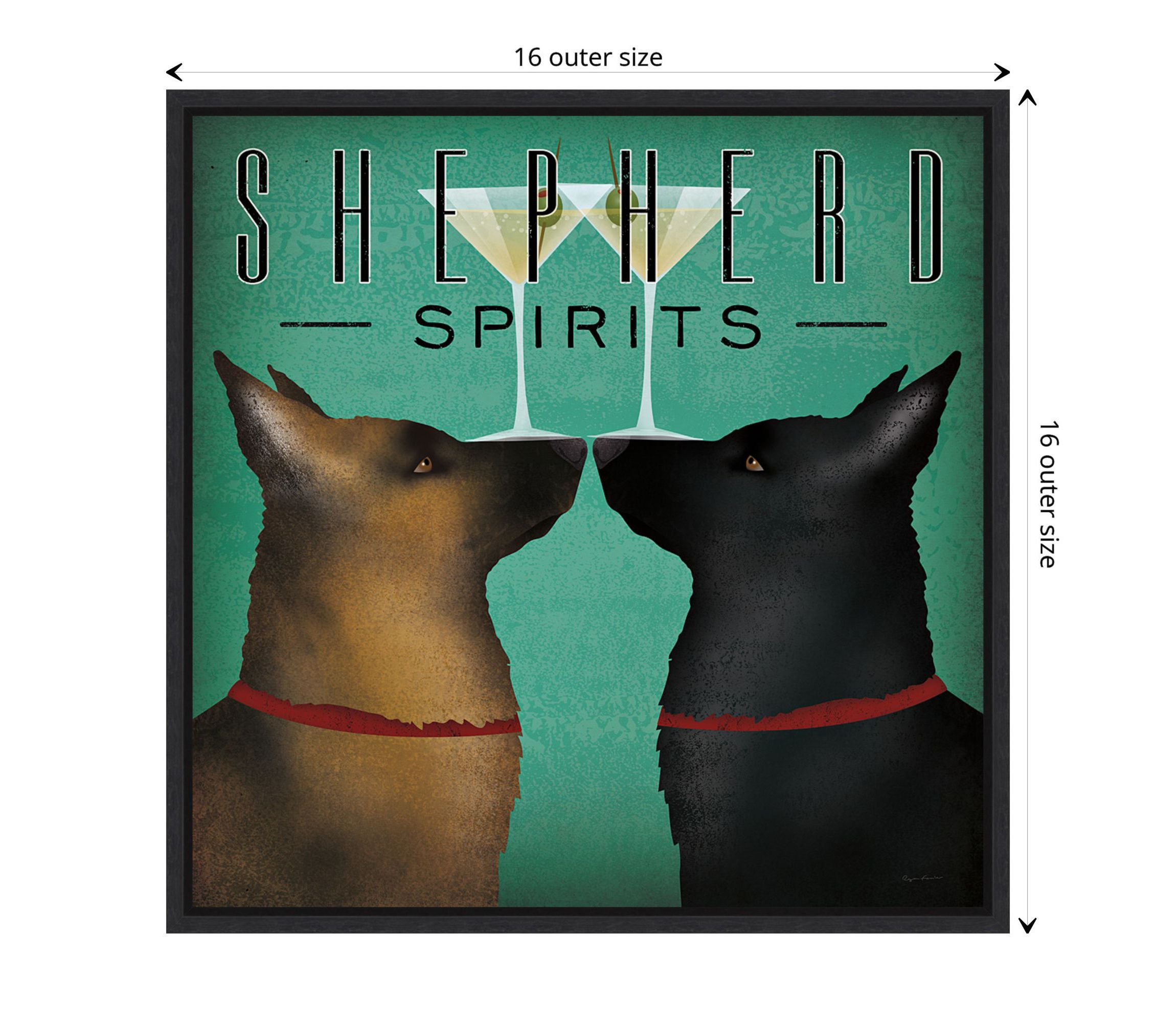Double Shepherd Martini Framed Canvas Wall Art Print