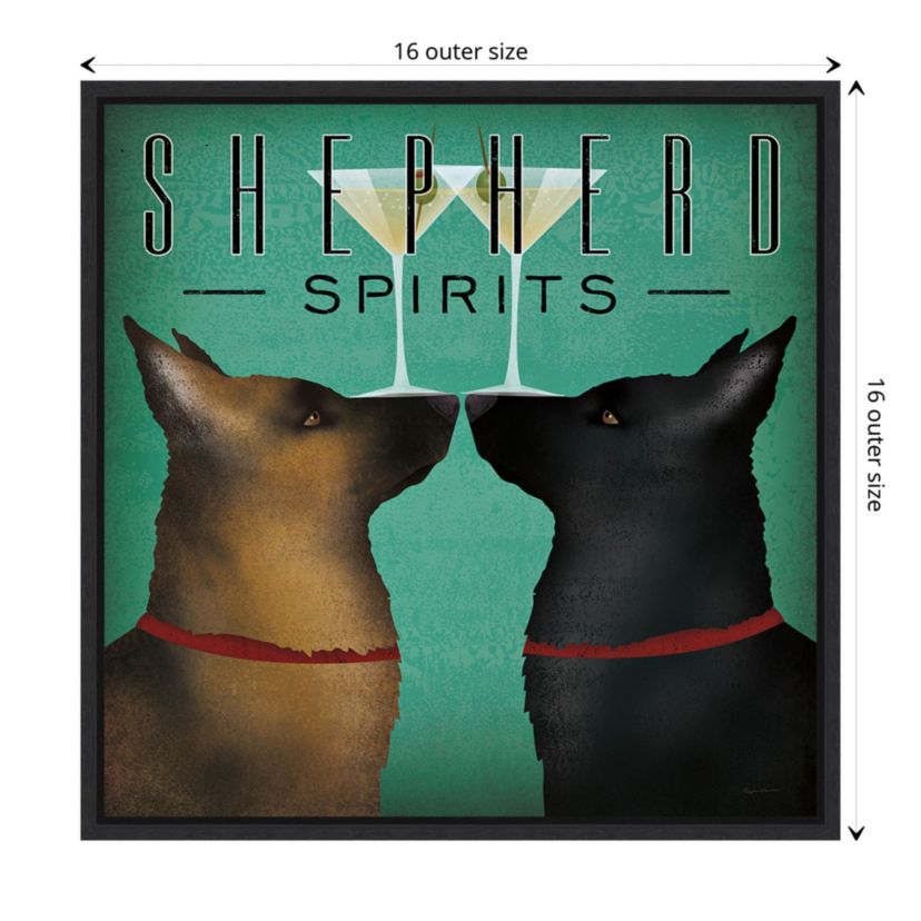 Double Shepherd Martini Framed Canvas Wall Art Print