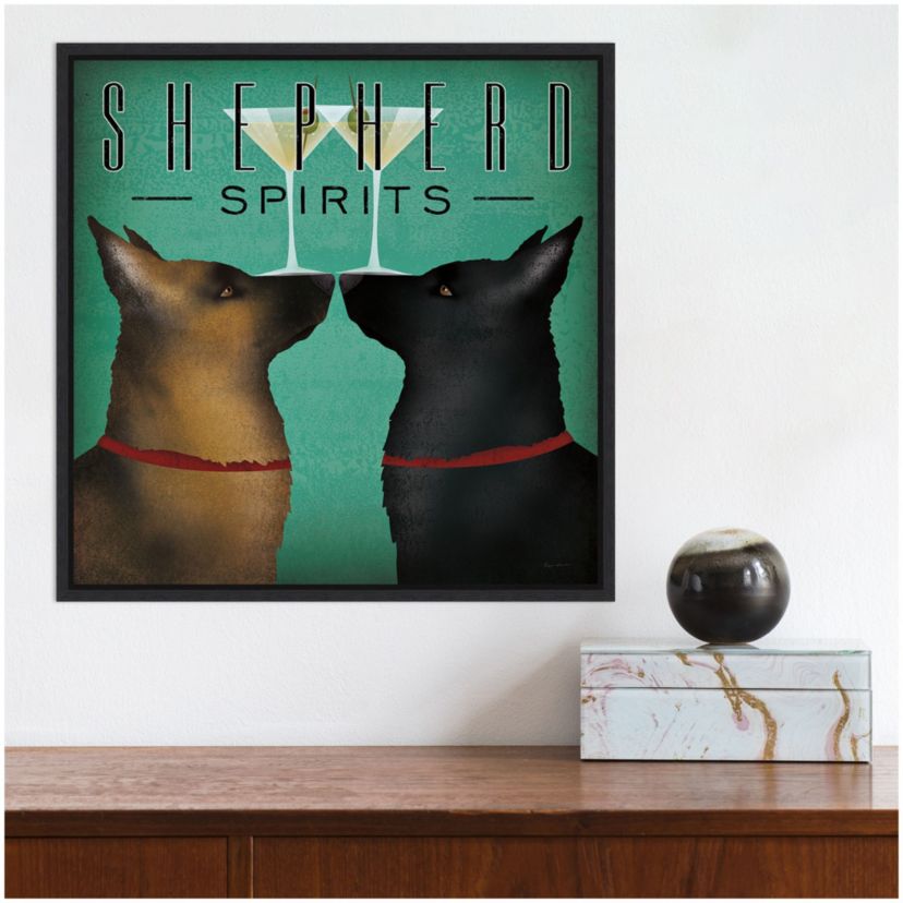Double Shepherd Martini Framed Canvas Wall Art Print