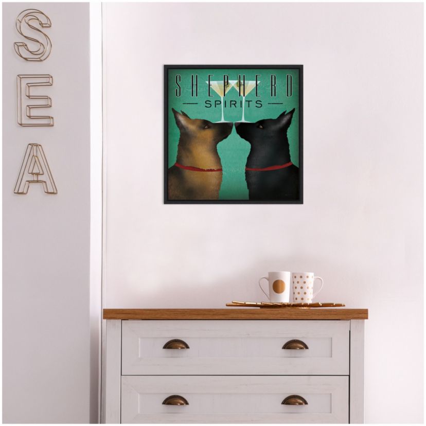 Double Shepherd Martini Framed Canvas Wall Art Print