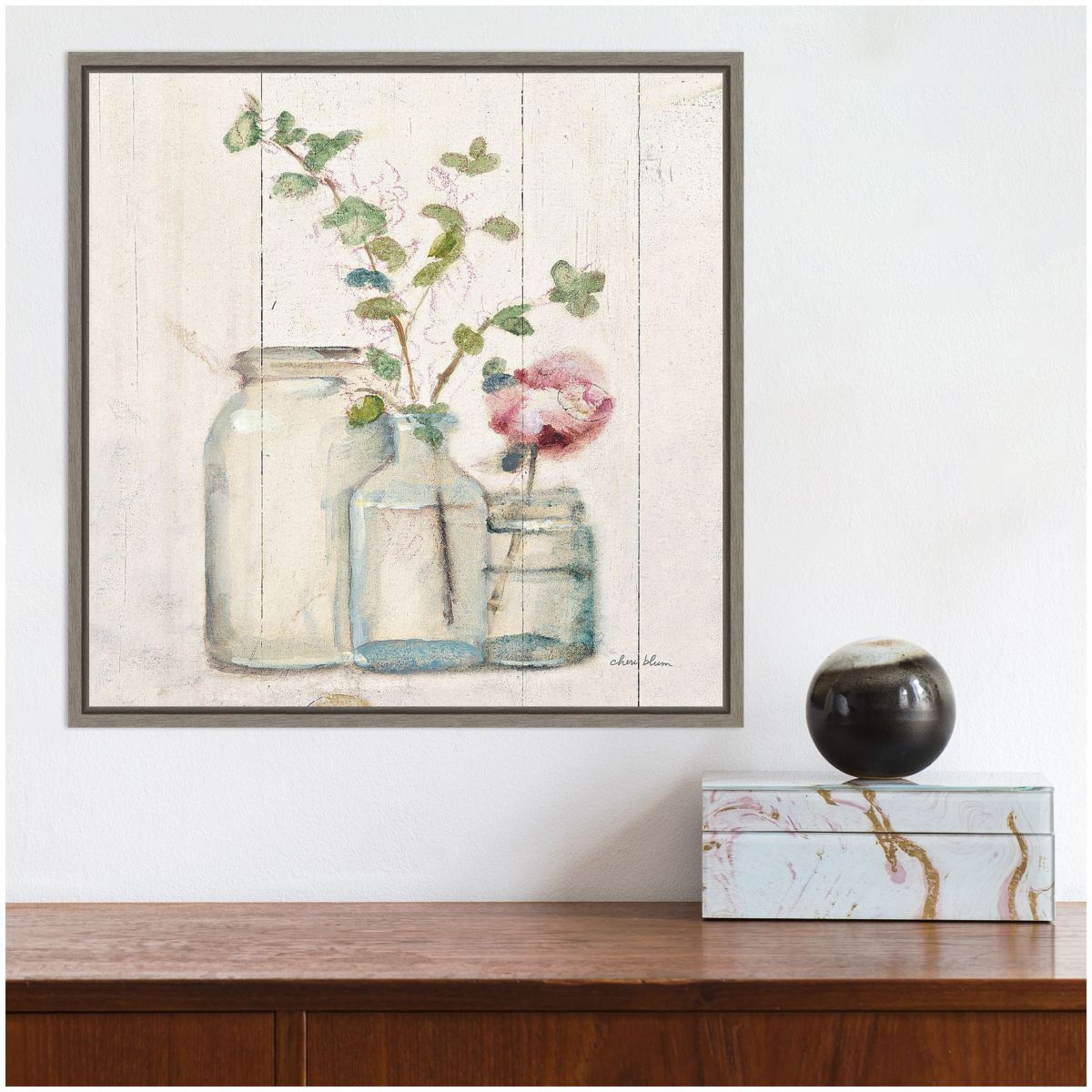 Blossoms on Birch IV Framed Canvas Wall Art Print