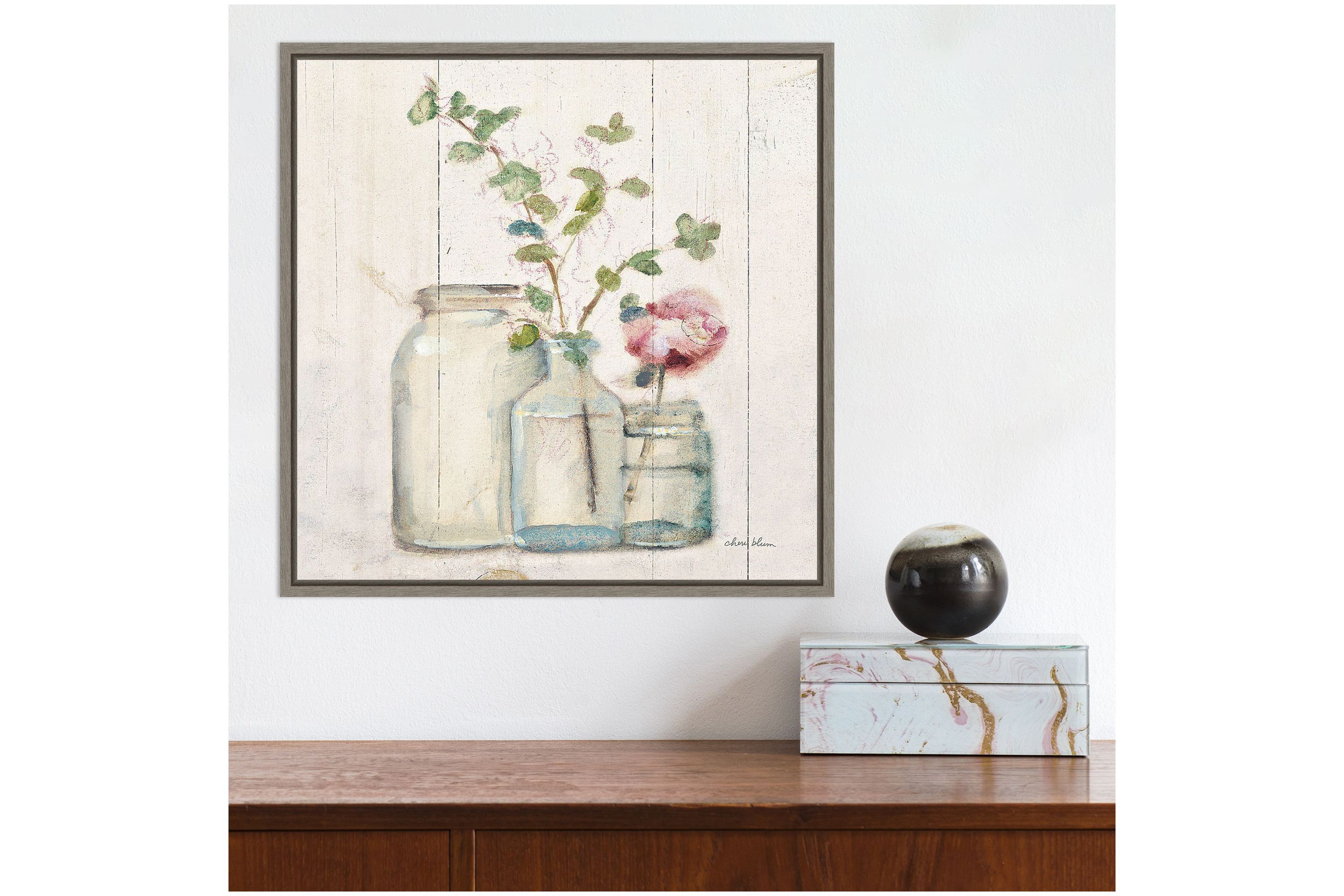 Blossoms on Birch IV Framed Canvas Wall Art Print