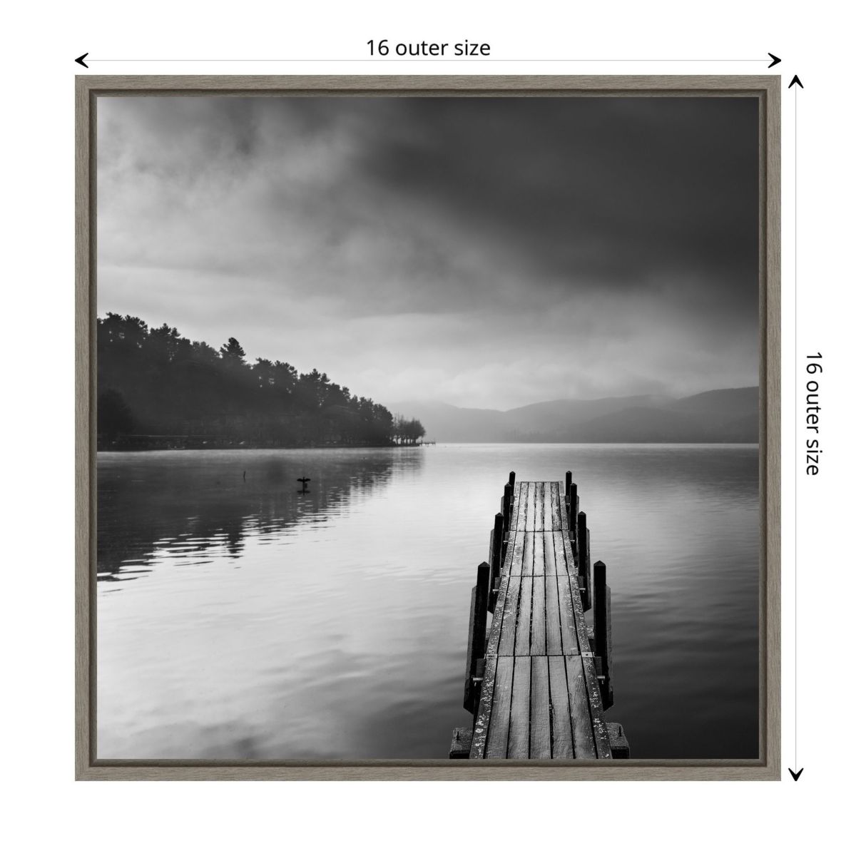 Lake view with Pier II Framed Canvas Wall Art Print