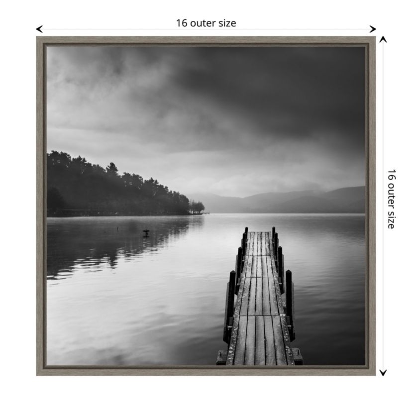 Lake view with Pier II Framed Canvas Wall Art Print