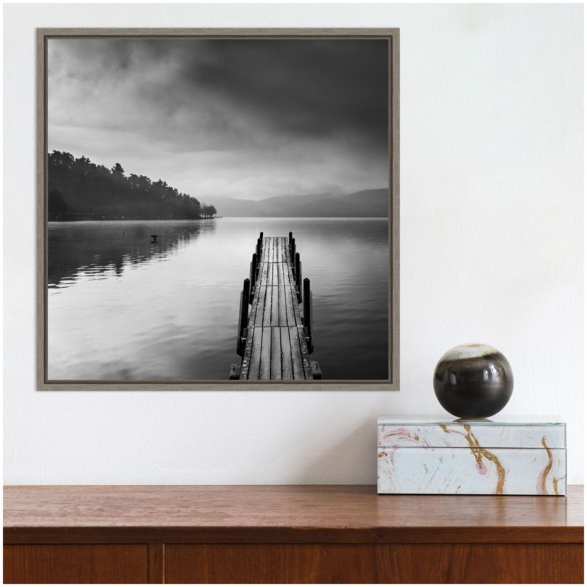 Lake view with Pier II Framed Canvas Wall Art Print