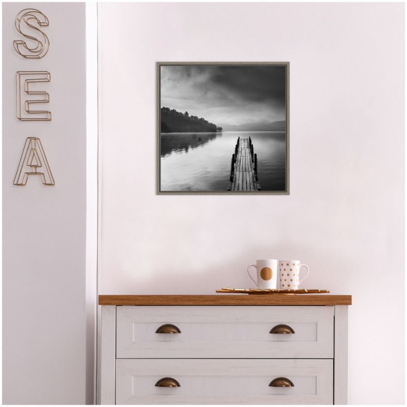 Lake view with Pier II Framed Canvas Wall Art Print