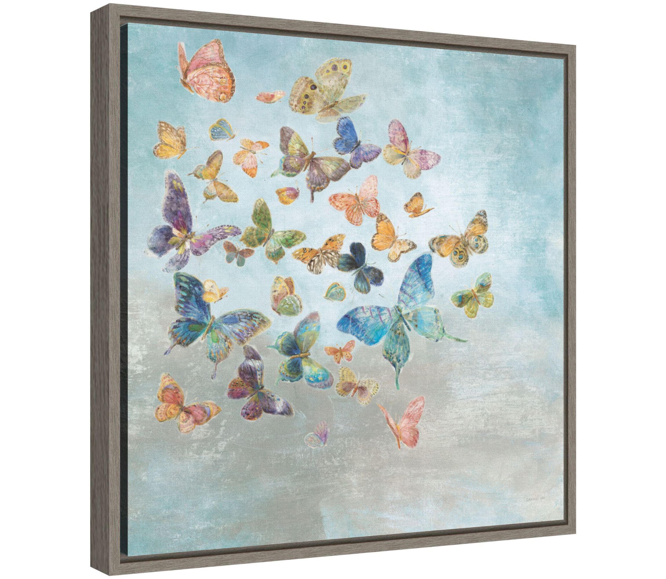 Beautiful Butterflies v3 Square Framed Canvas Wall Art Print