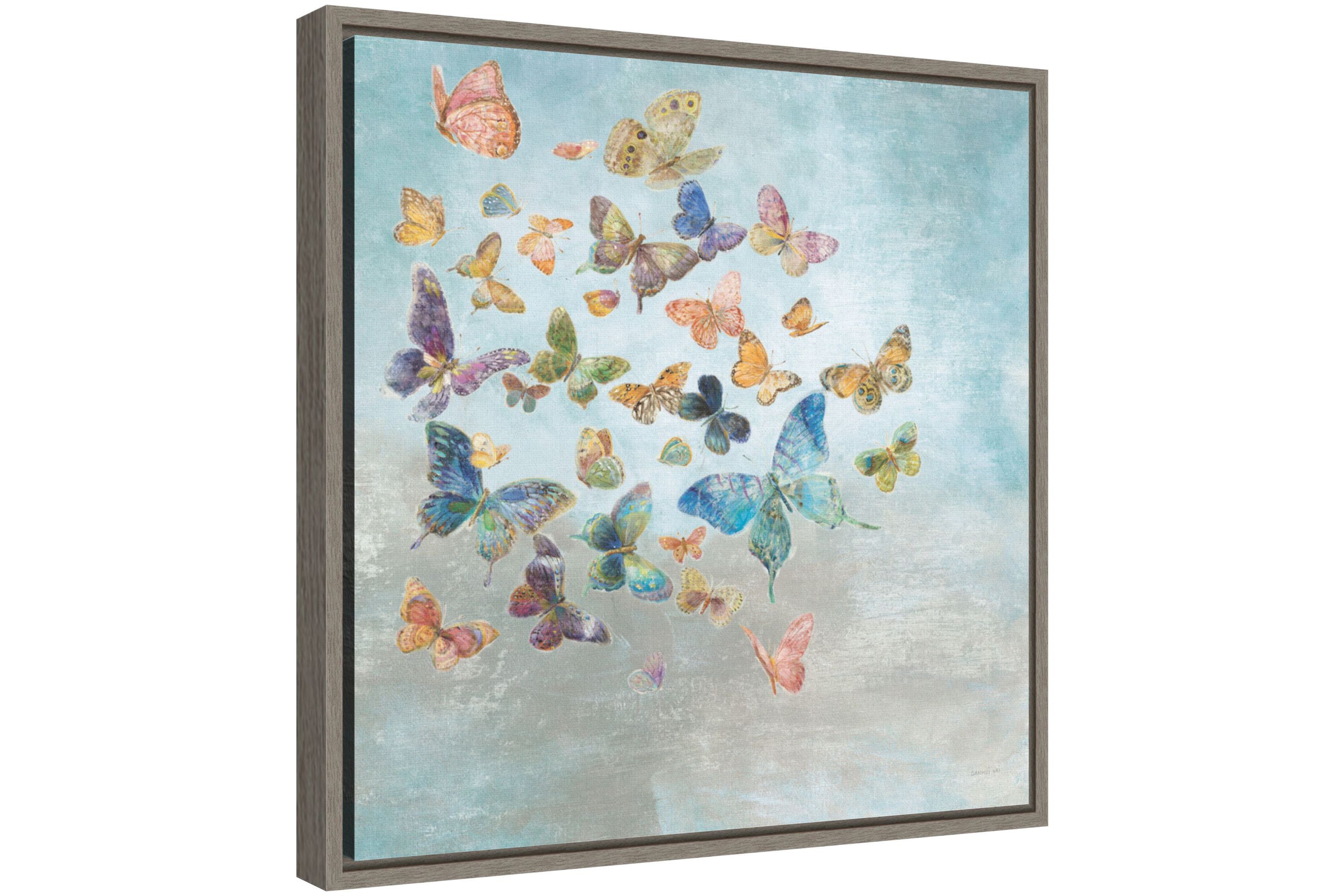 Beautiful Butterflies v3 Square Framed Canvas Wall Art Print