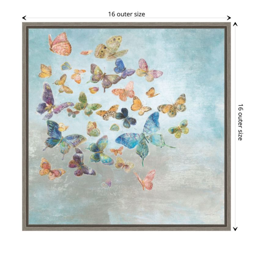 Beautiful Butterflies v3 Square Framed Canvas Wall Art Print
