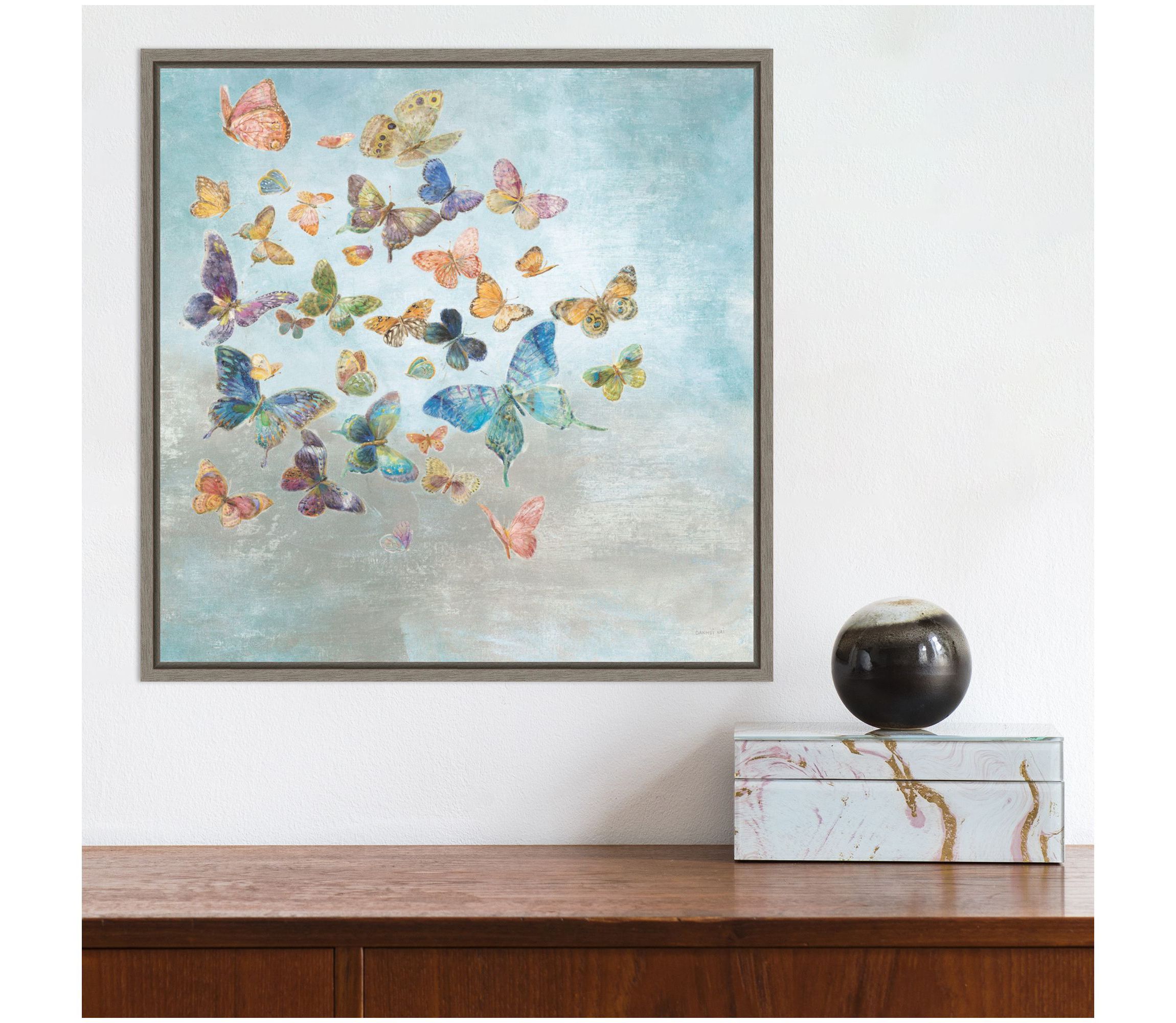 Beautiful Butterflies v3 Square Framed Canvas Wall Art Print