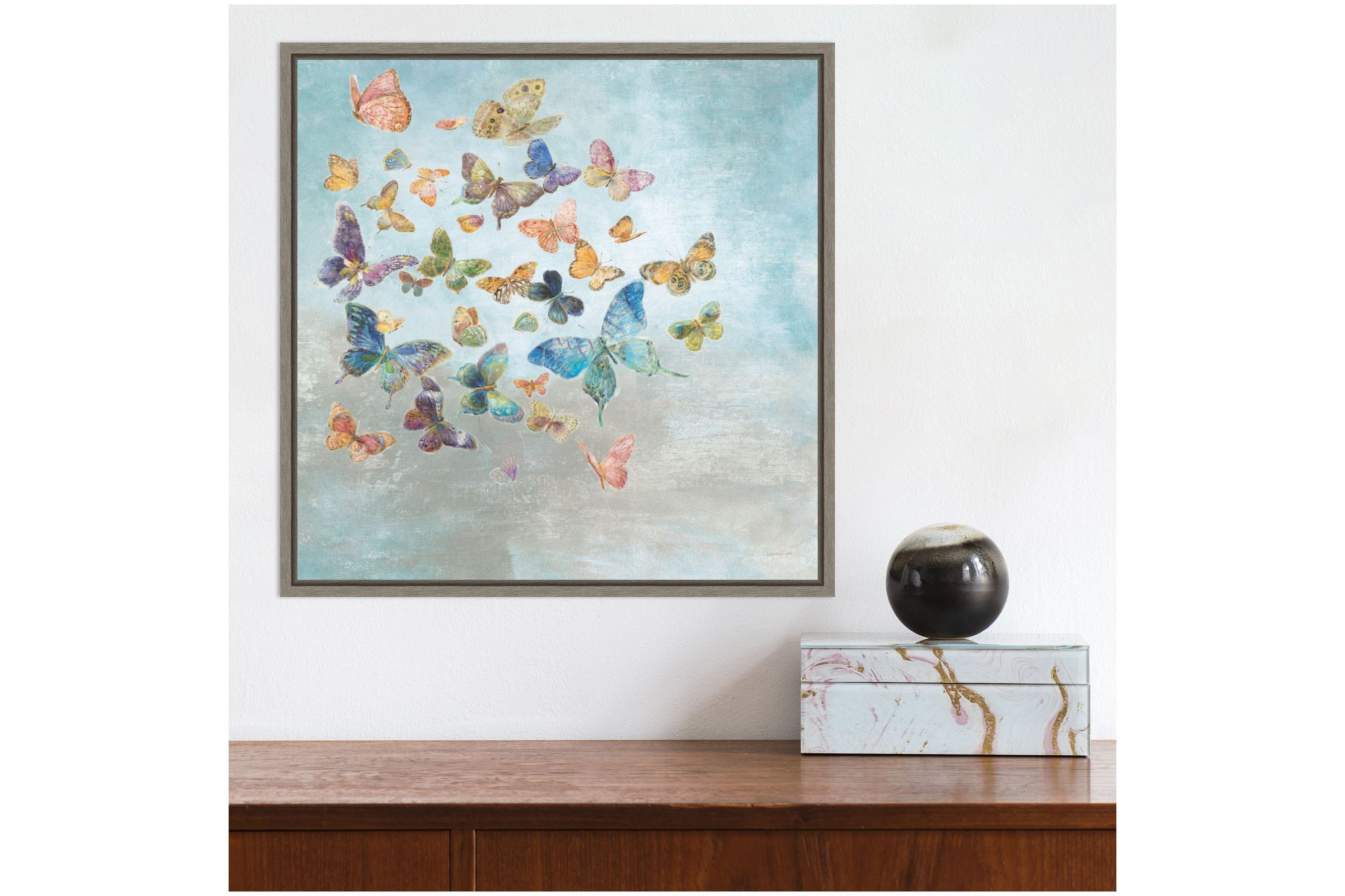 Beautiful Butterflies v3 Square Framed Canvas Wall Art Print