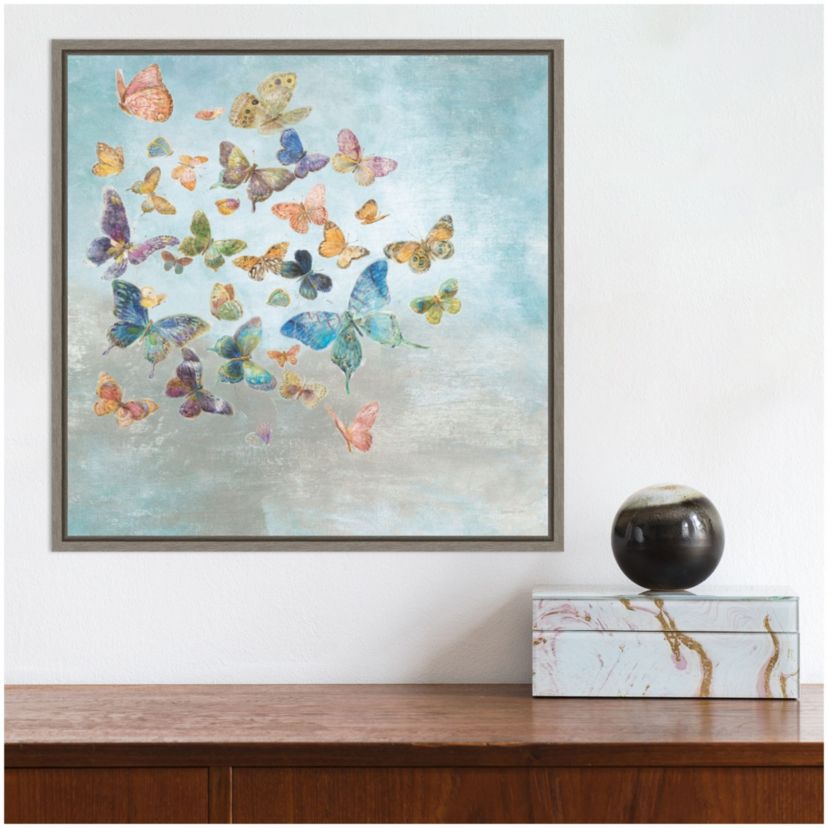 Beautiful Butterflies v3 Square Framed Canvas Wall Art Print