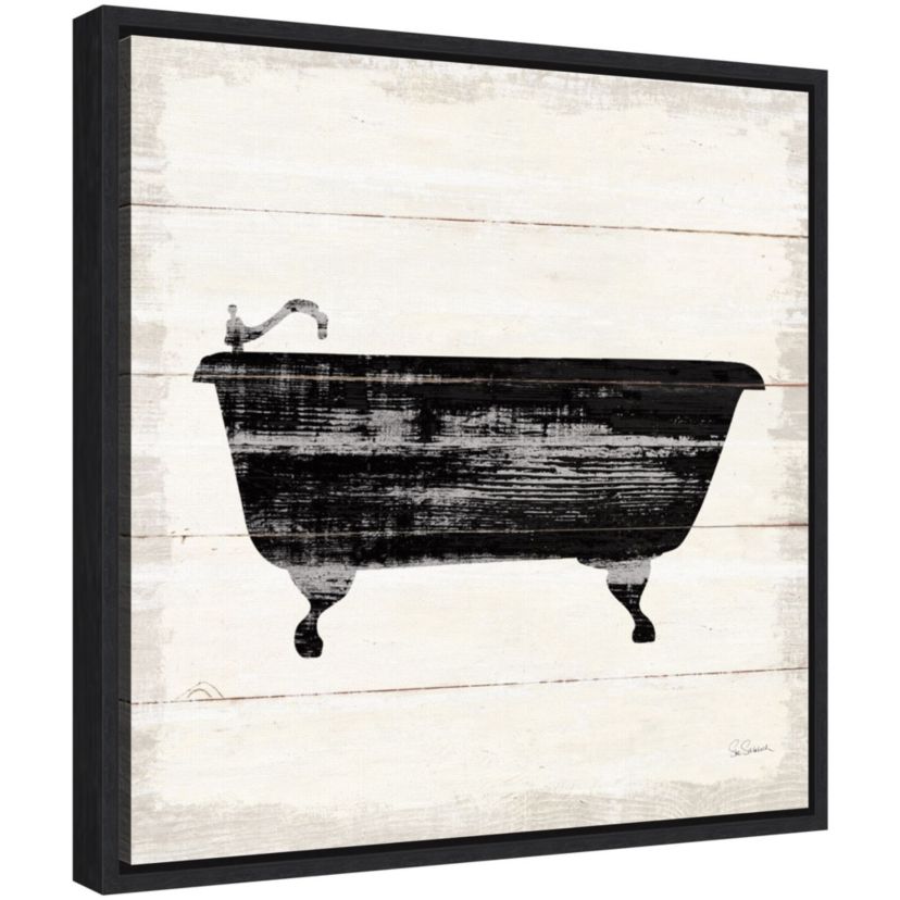 Shiplap Bath I Framed Canvas Wall Art Print