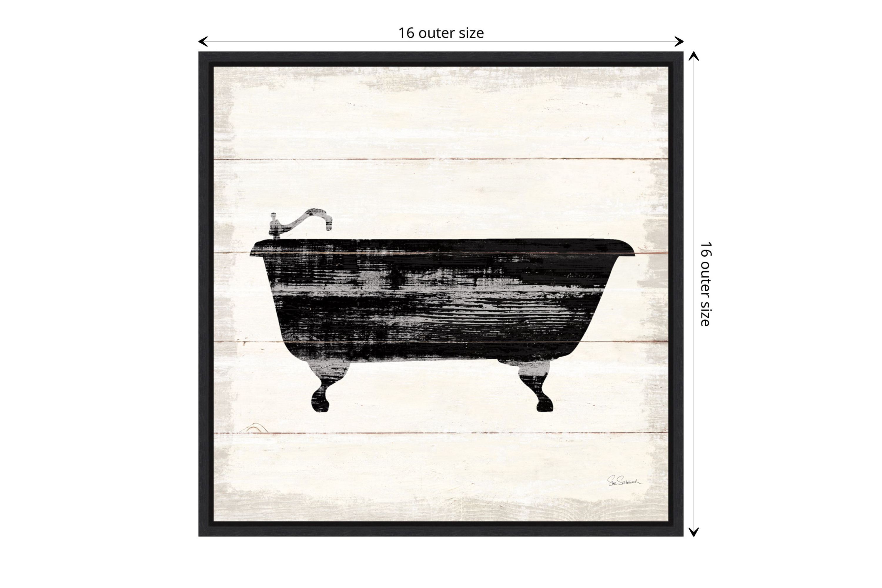 Shiplap Bath I Framed Canvas Wall Art Print