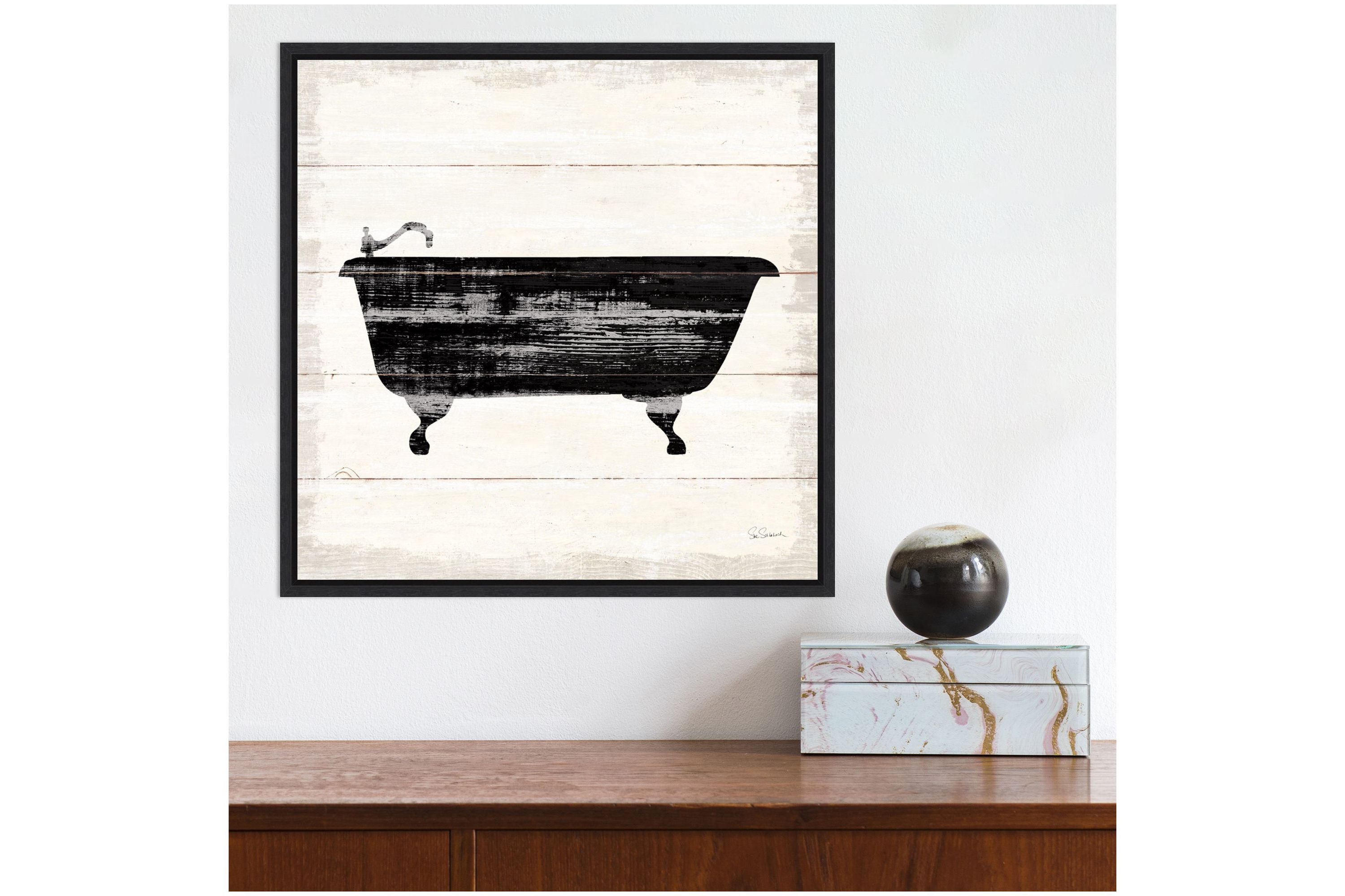 Shiplap Bath I Framed Canvas Wall Art Print