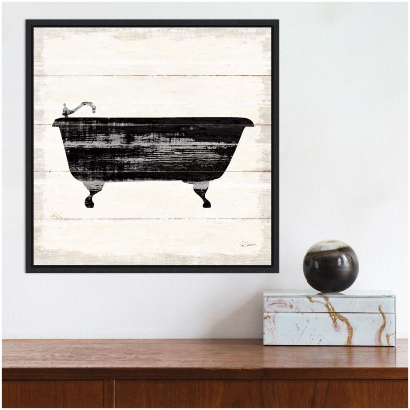 Shiplap Bath I Framed Canvas Wall Art Print