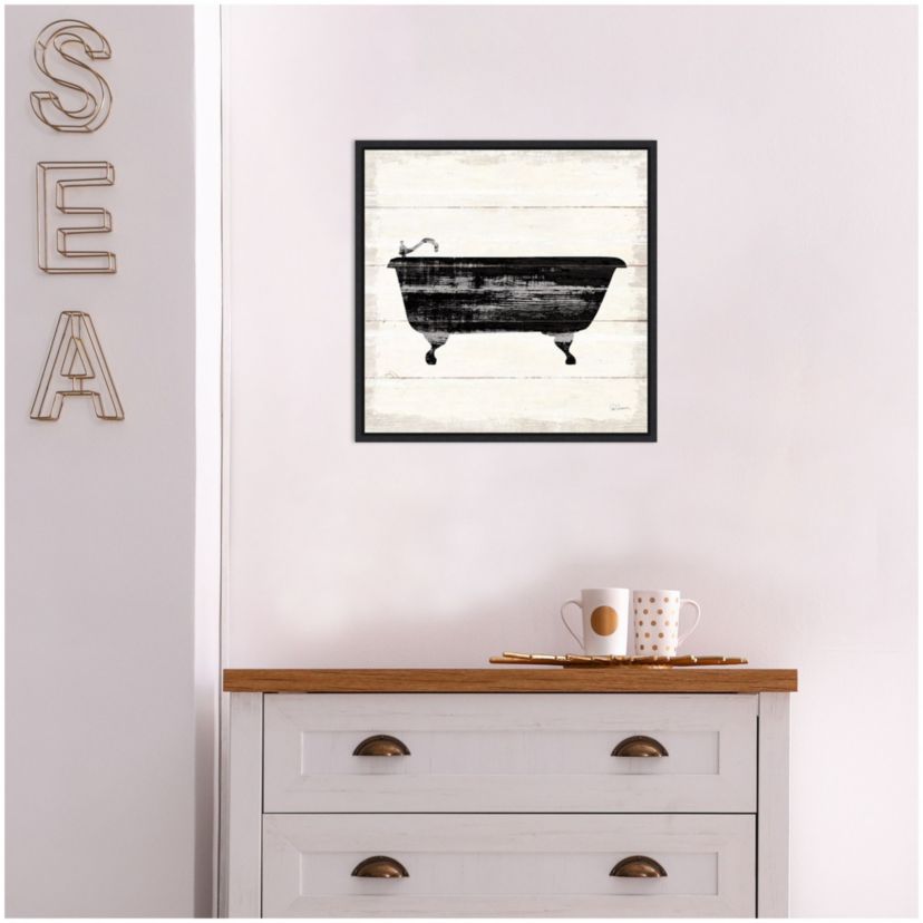Shiplap Bath I Framed Canvas Wall Art Print