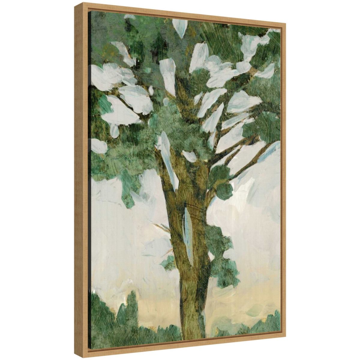 Green Tree Line I Framed Canvas Wall Art Print