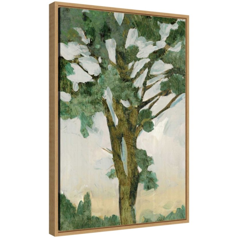 Green Tree Line I Framed Canvas Wall Art Print