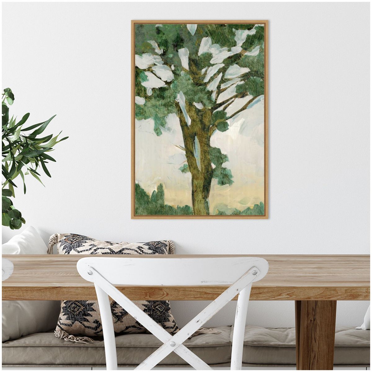 Green Tree Line I Framed Canvas Wall Art Print