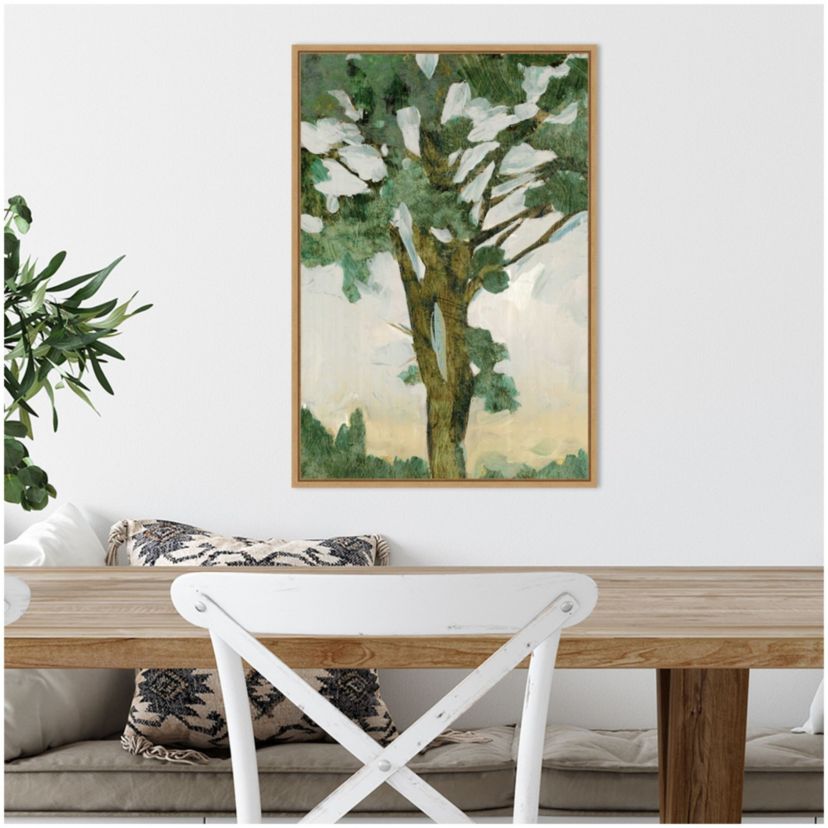 Green Tree Line I Framed Canvas Wall Art Print