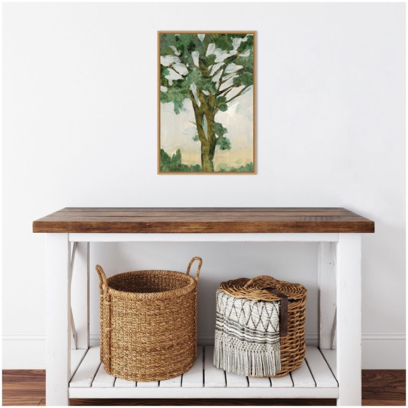 Green Tree Line I Framed Canvas Wall Art Print