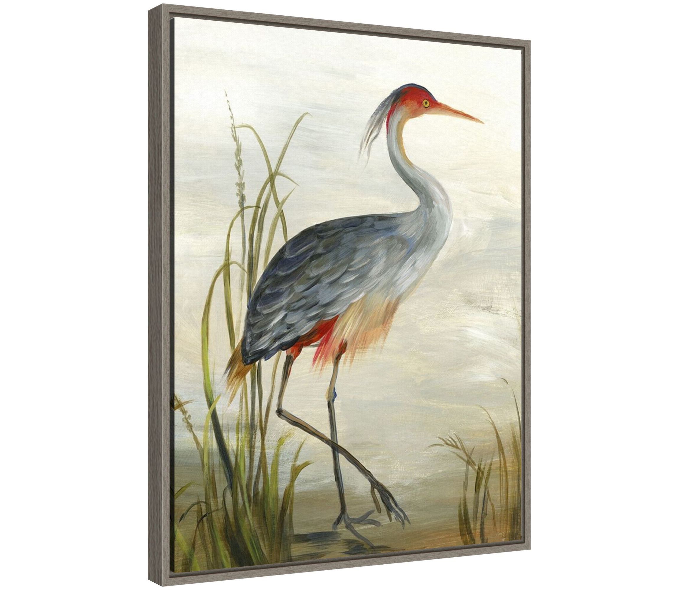 Grey Heron Framed Canvas Wall Art Print