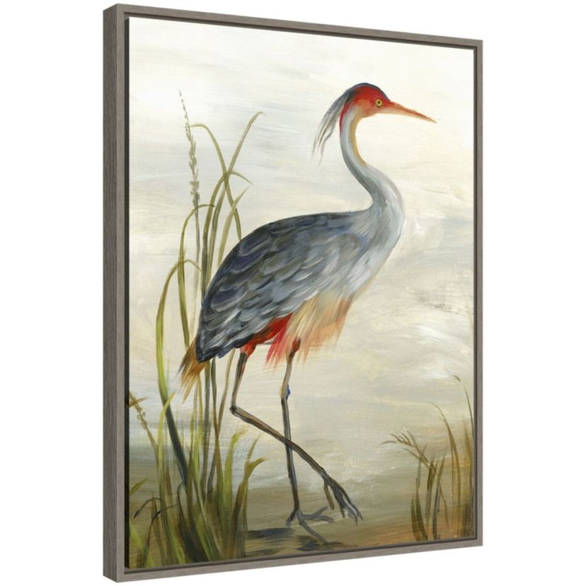 Grey Heron Framed Canvas Wall Art Print