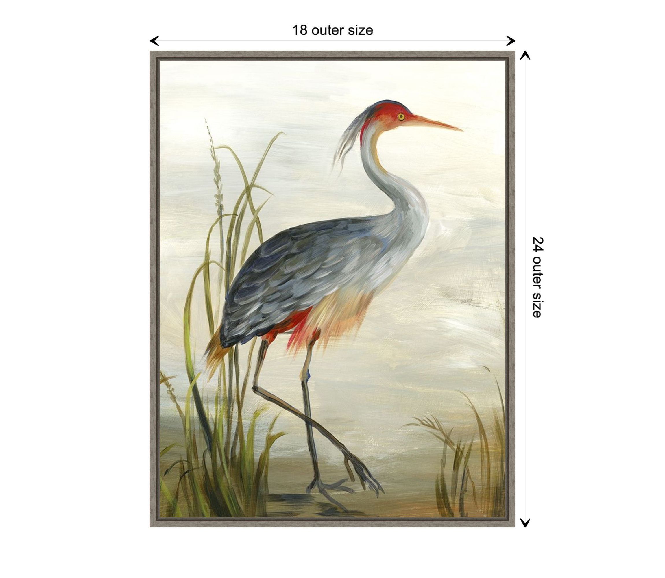 Grey Heron Framed Canvas Wall Art Print