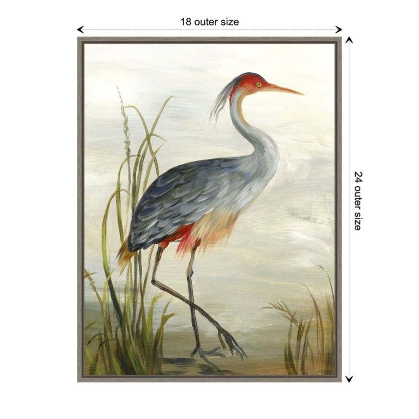 Grey Heron Framed Canvas Wall Art Print