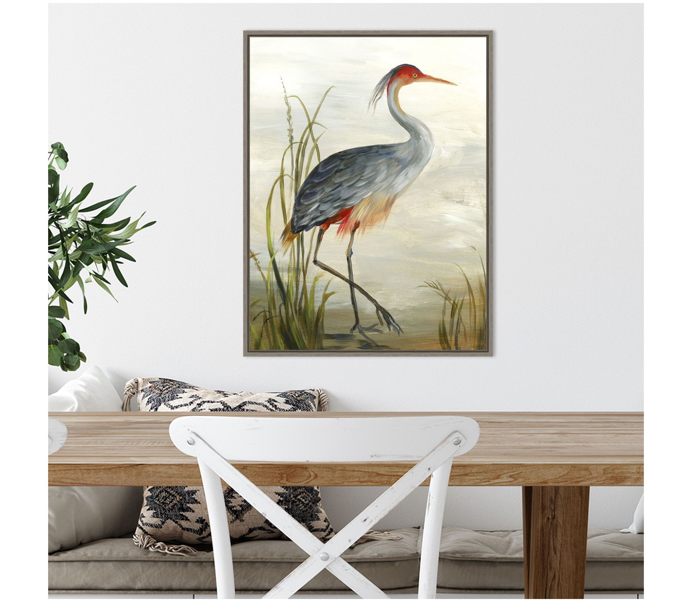 Grey Heron Framed Canvas Wall Art Print