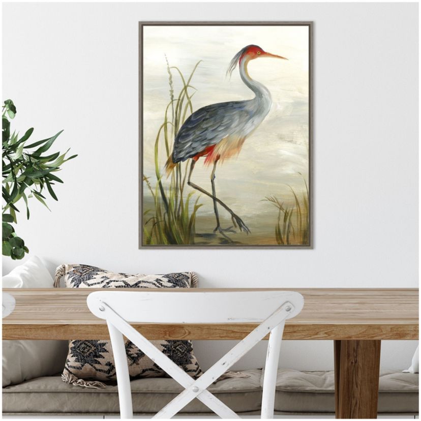 Grey Heron Framed Canvas Wall Art Print