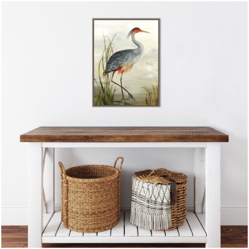 Grey Heron Framed Canvas Wall Art Print
