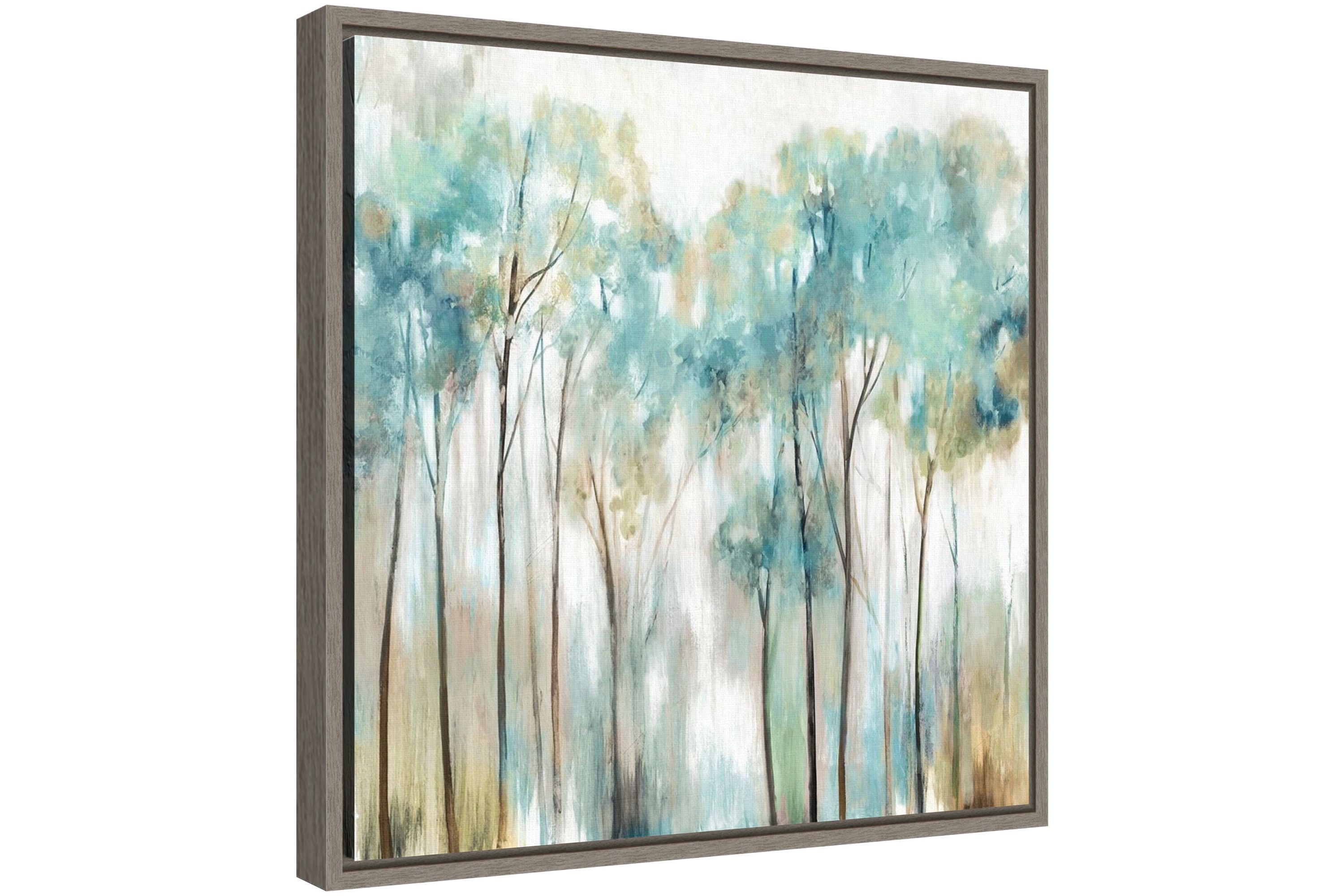 Grace Land Teal Trees Framed Canvas Wall Art Print