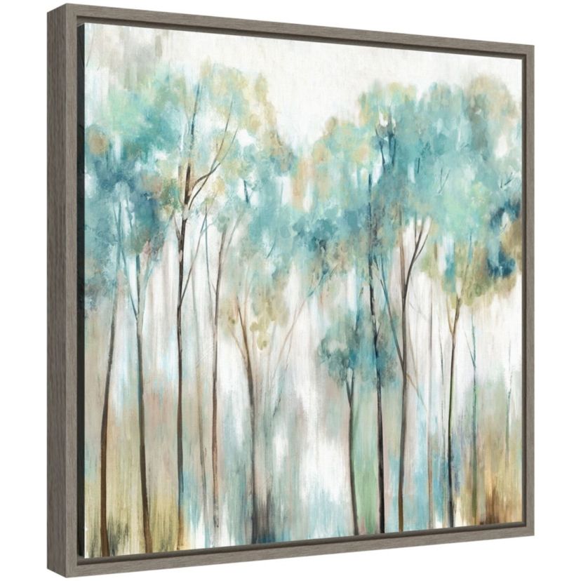 Grace Land Teal Trees Framed Canvas Wall Art Print