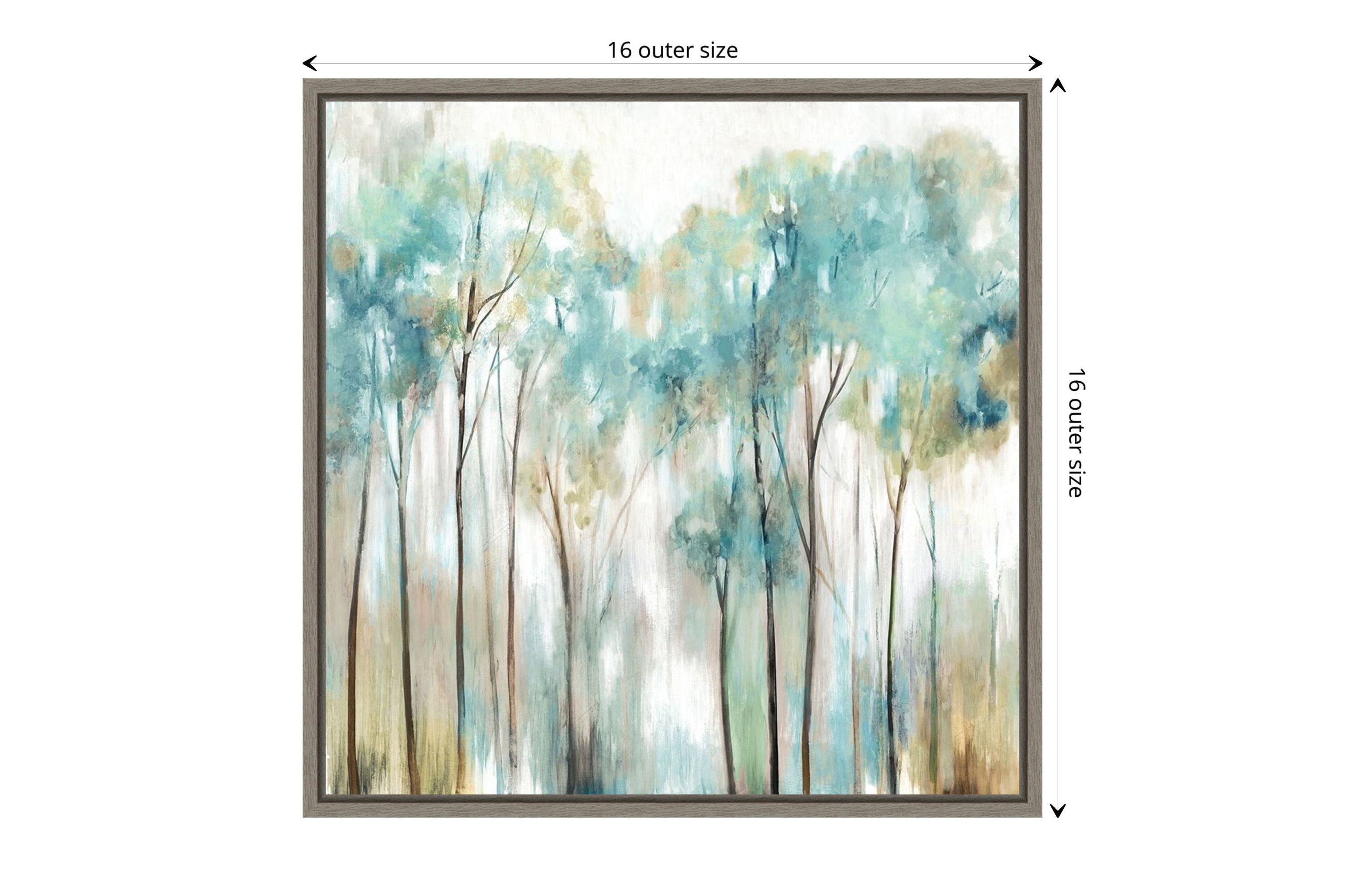 Grace Land Teal Trees Framed Canvas Wall Art Print