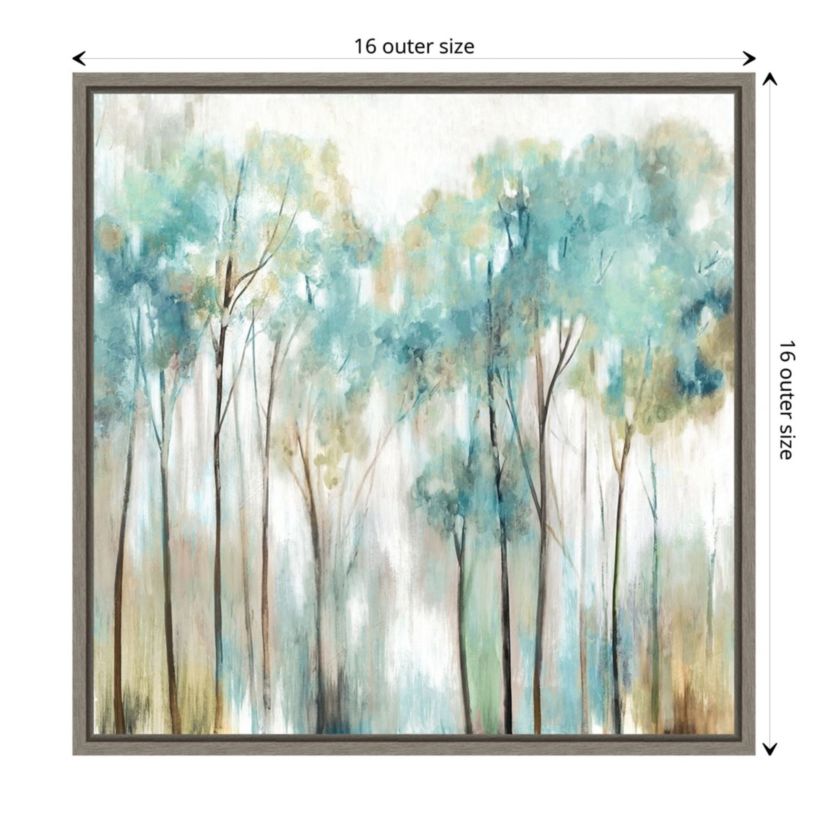 Grace Land Teal Trees Framed Canvas Wall Art Print