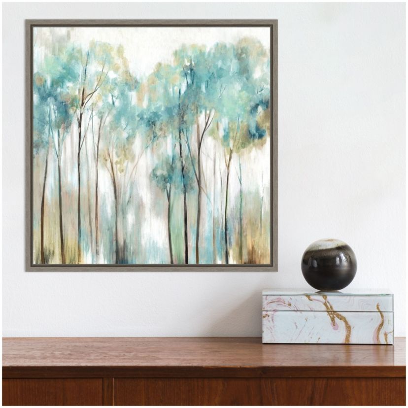 Grace Land Teal Trees Framed Canvas Wall Art Print