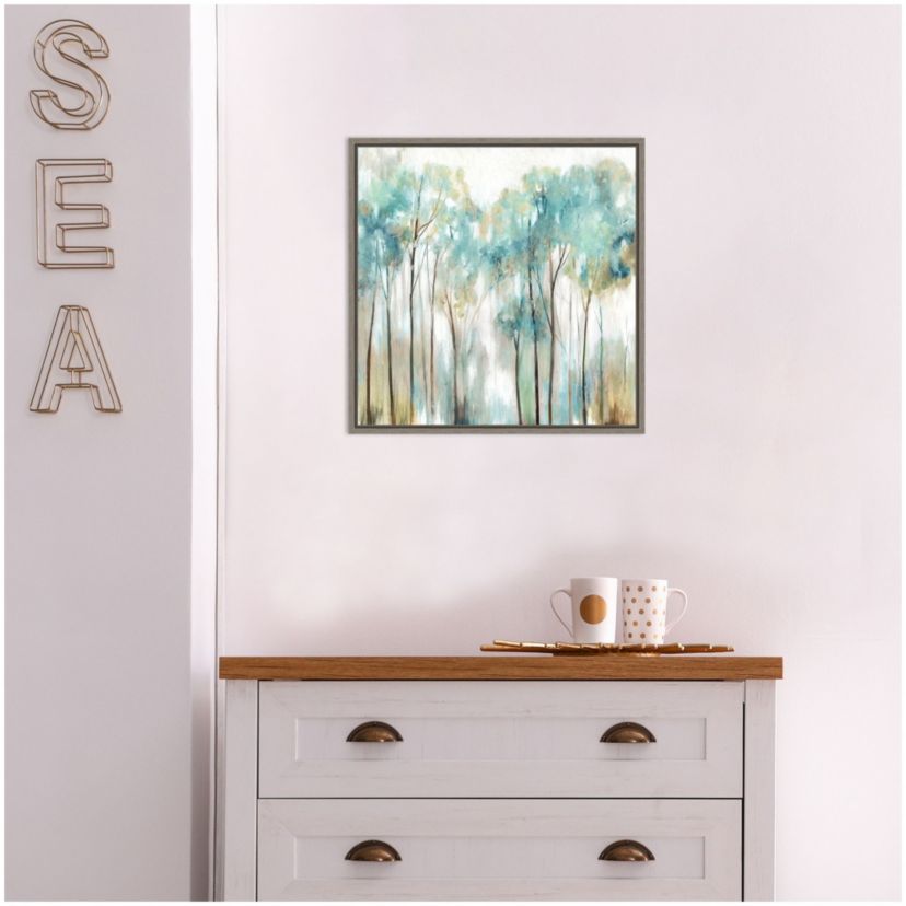 Grace Land Teal Trees Framed Canvas Wall Art Print