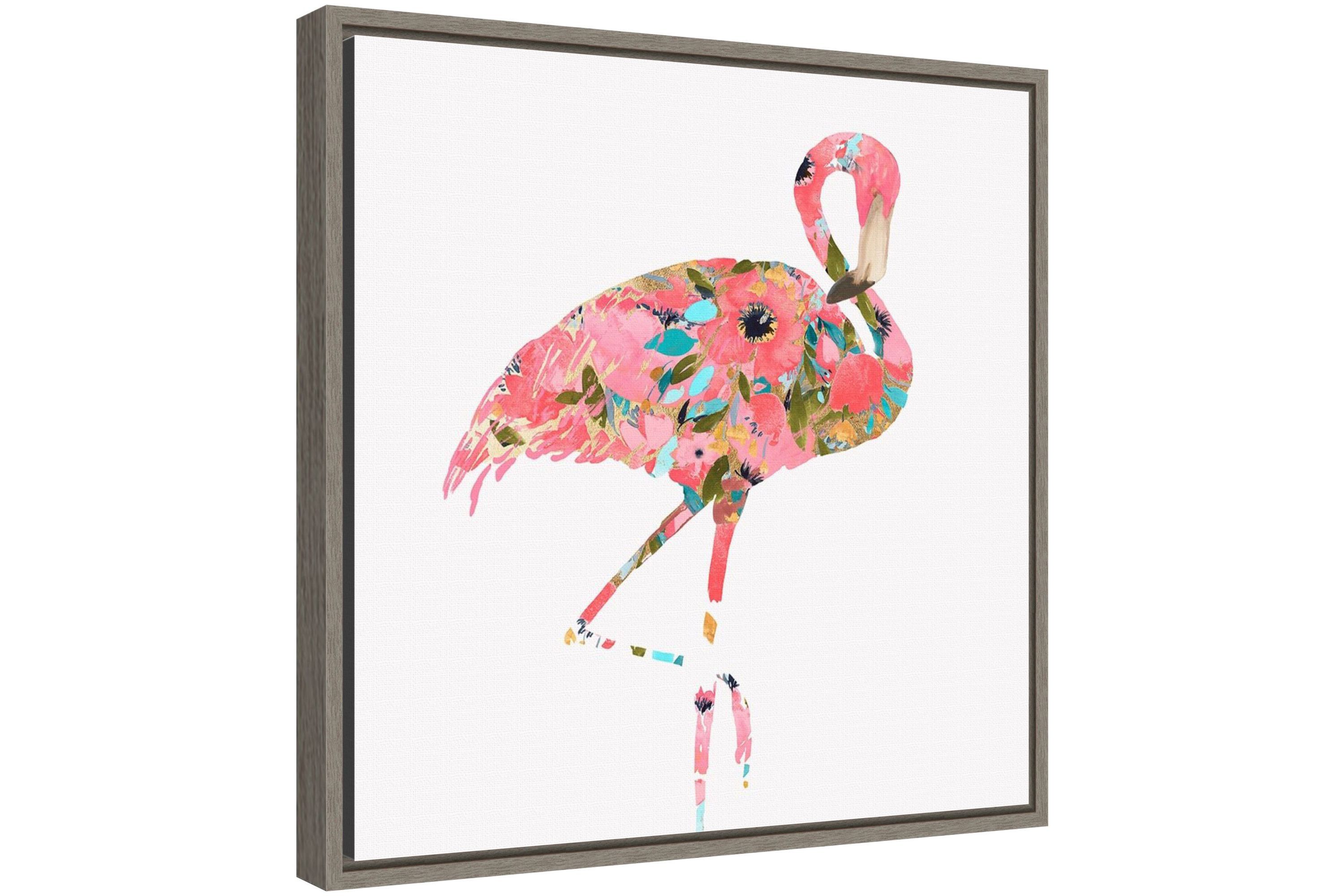 Summer Glow (Pink Flamingo) Framed Canvas Wall Art Print