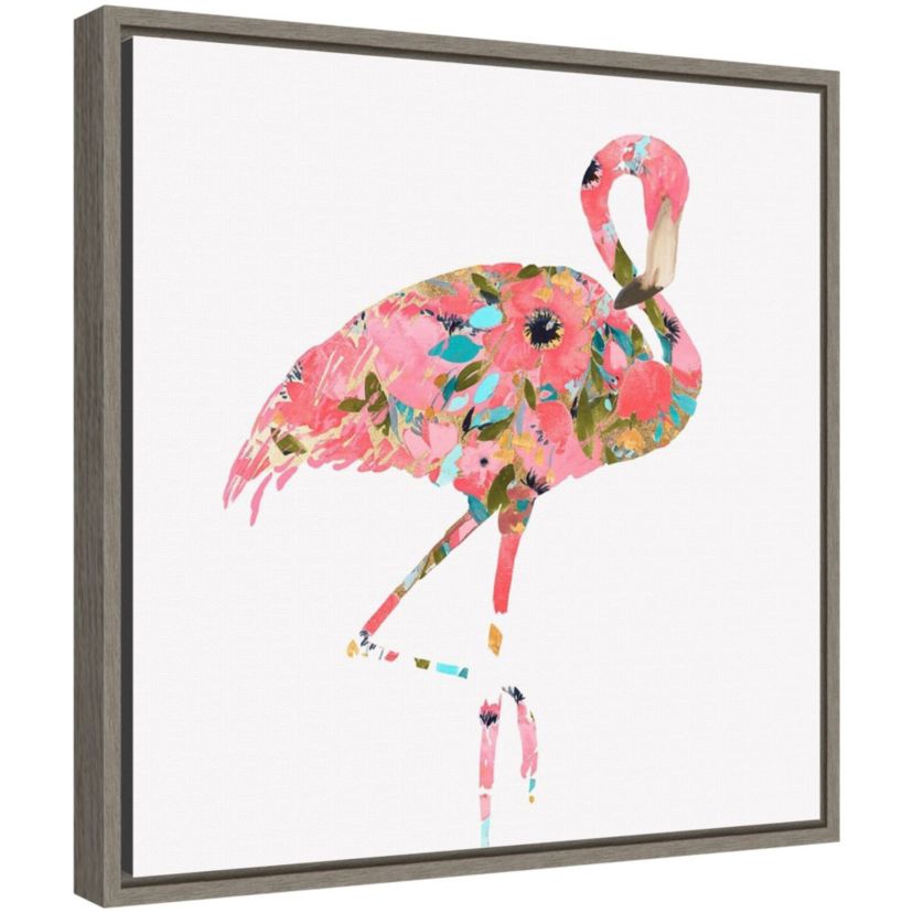 Summer Glow (Pink Flamingo) Framed Canvas Wall Art Print