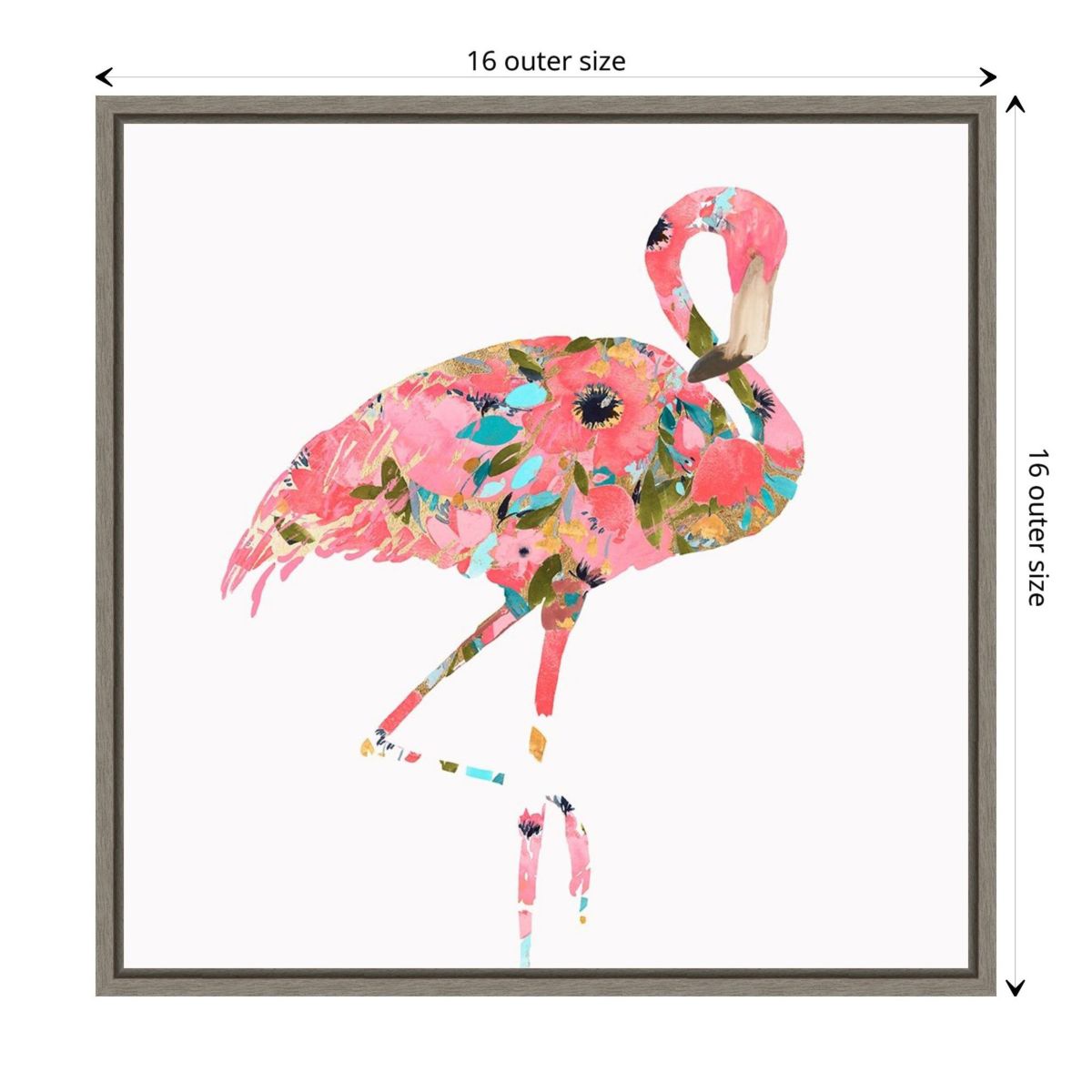 Summer Glow (Pink Flamingo) Framed Canvas Wall Art Print