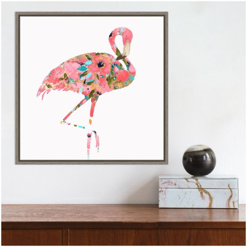 Summer Glow (Pink Flamingo) Framed Canvas Wall Art Print