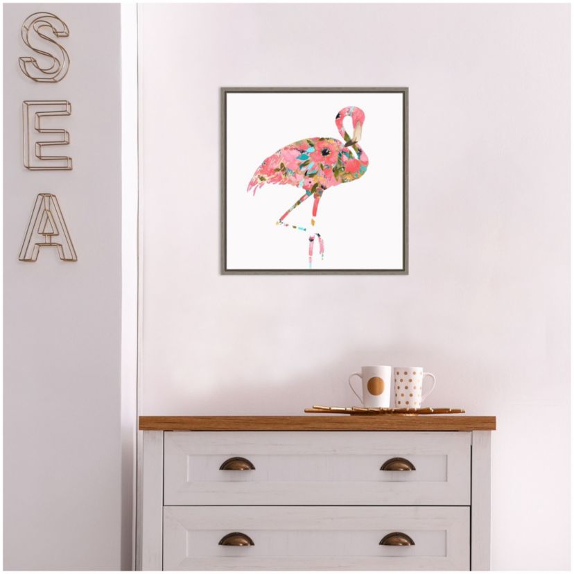 Summer Glow (Pink Flamingo) Framed Canvas Wall Art Print