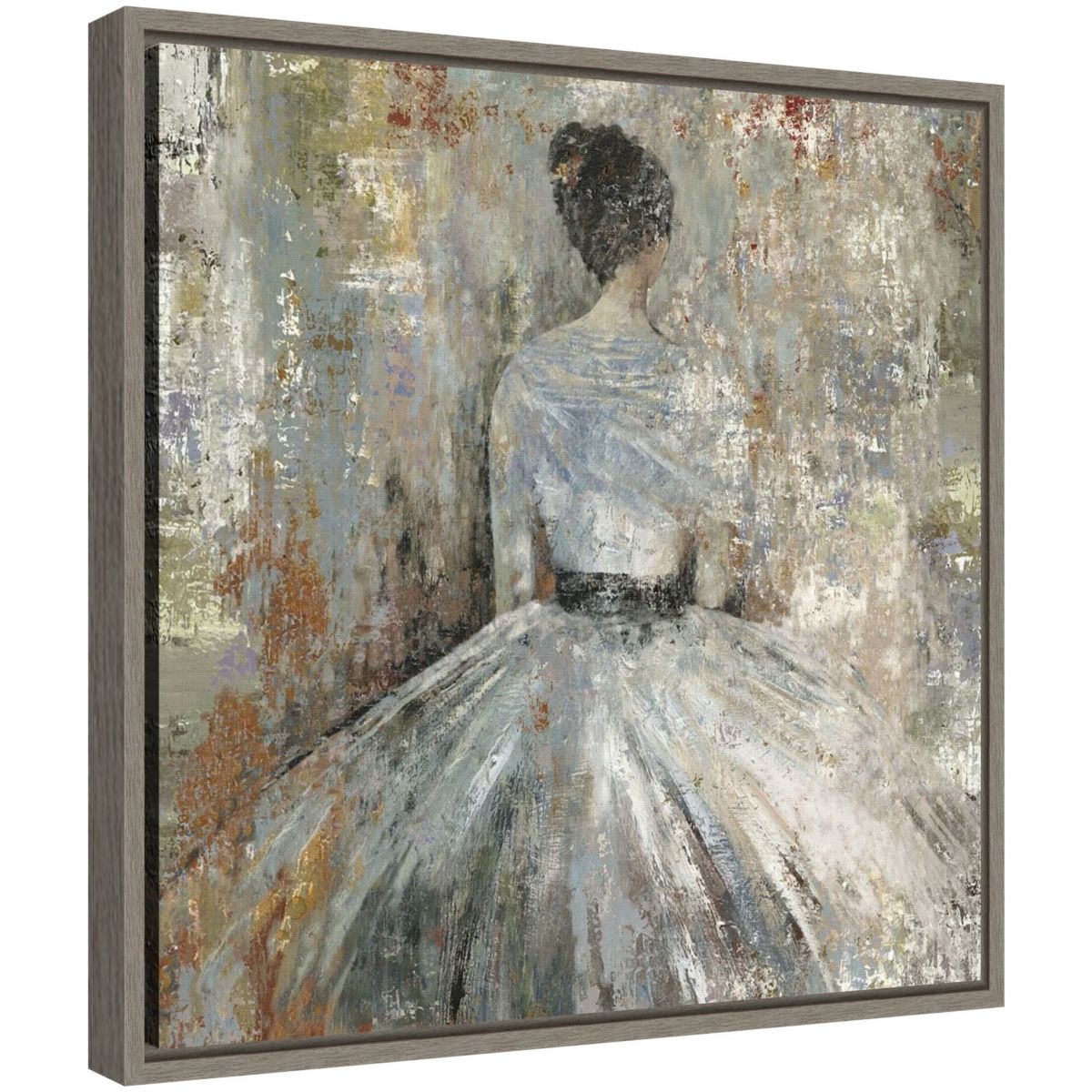 In Waiting (Woman in Dress) Framed Canvas Wall Art Print