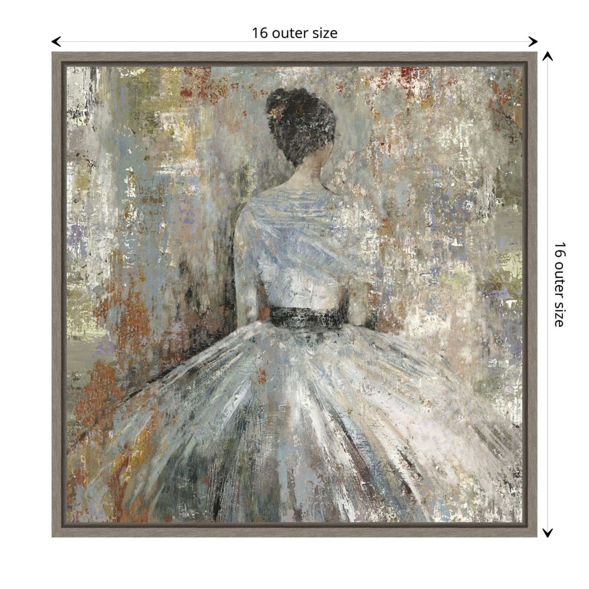 In Waiting (Woman in Dress) Framed Canvas Wall Art Print