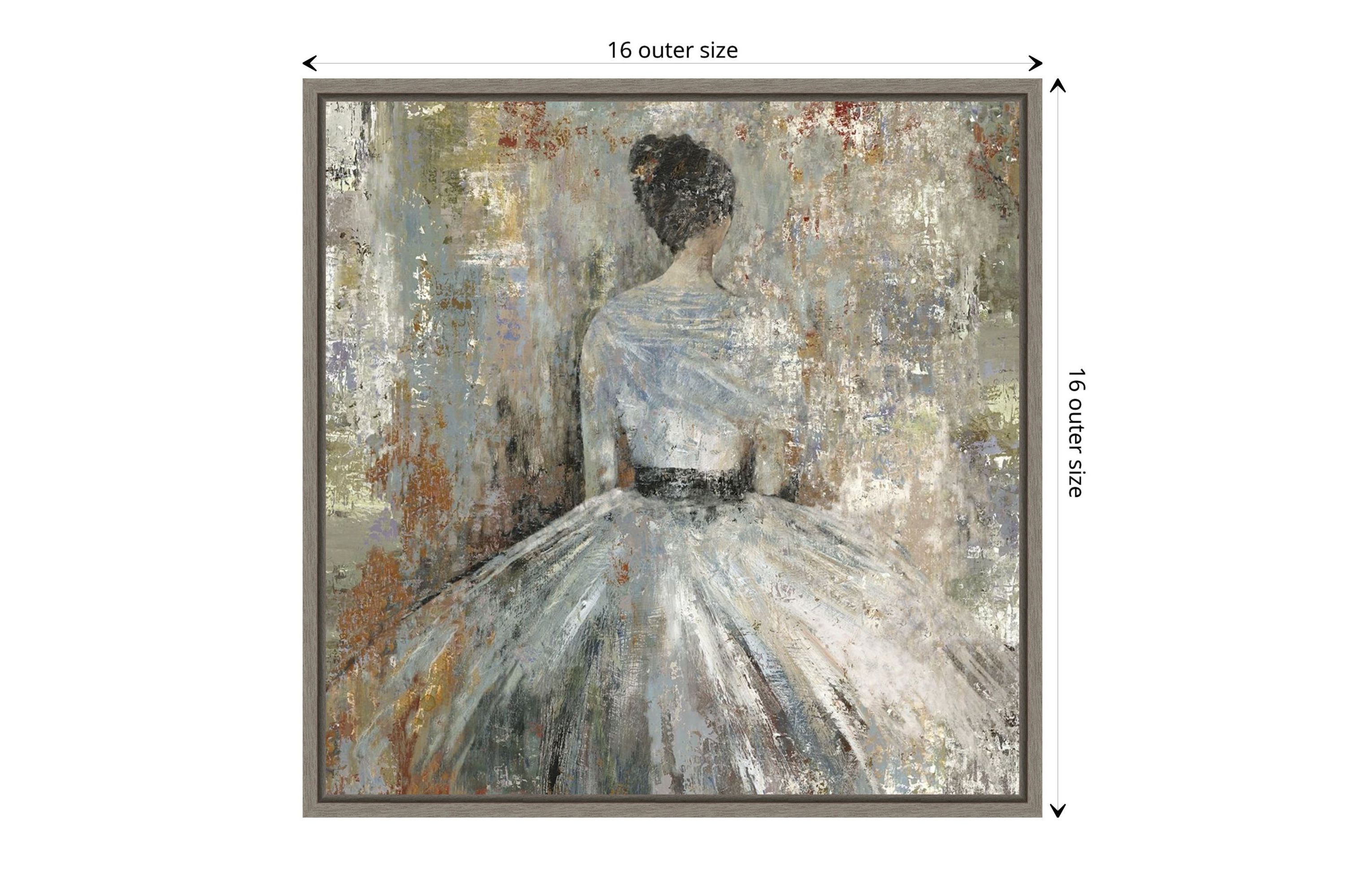 In Waiting (Woman in Dress) Framed Canvas Wall Art Print