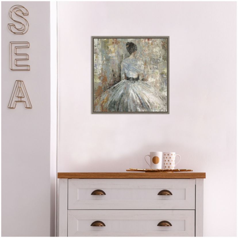 In Waiting (Woman in Dress) Framed Canvas Wall Art Print